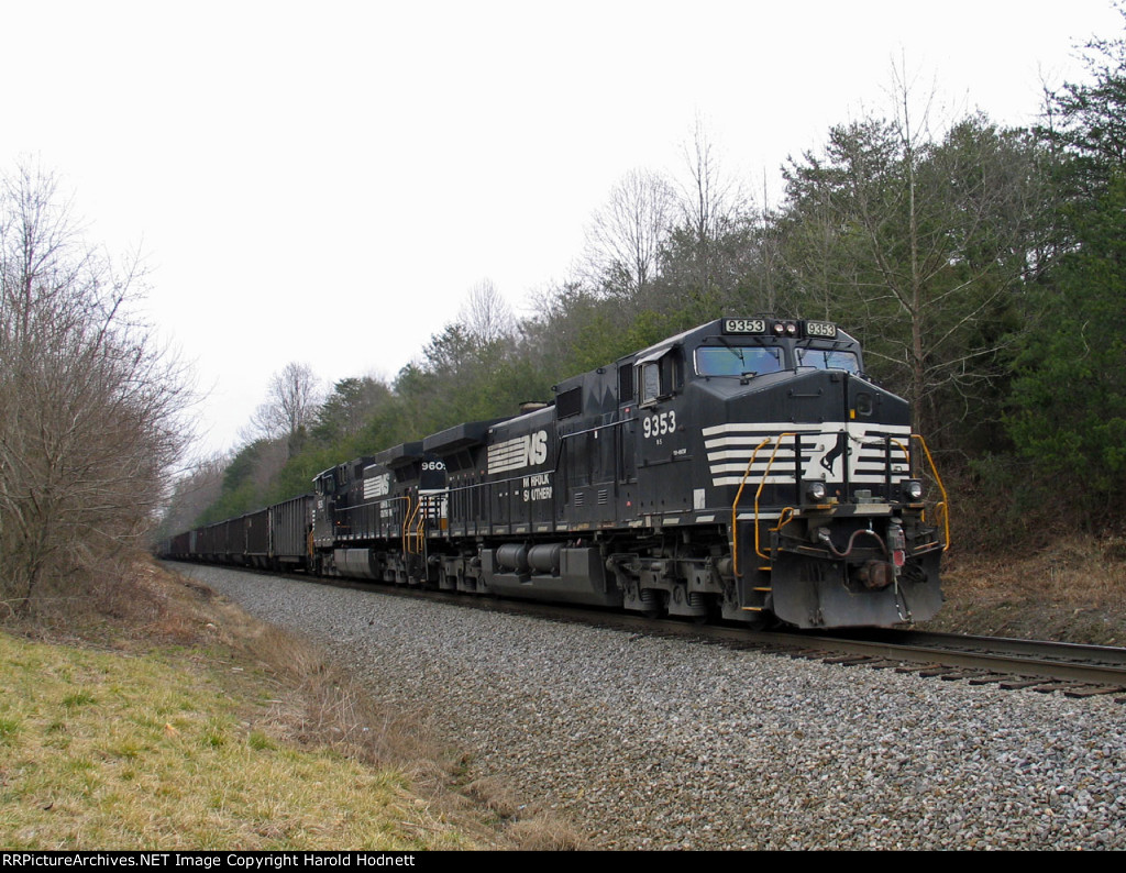 NS 9353 is one of two pushers on a coal train